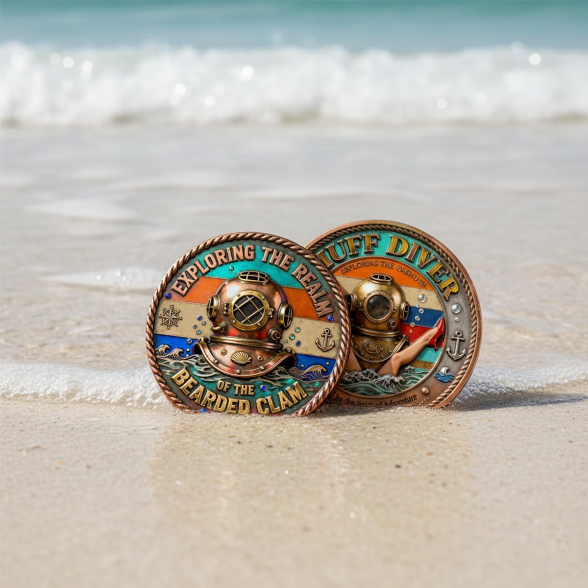 Muff Diver – Exploring The Realm of Adventure Commemorative Coin, Double Sided Nautical Humor Challenge Coin, Gag Gift for Friends, Office Humor Token for Men and Women (5PCS)