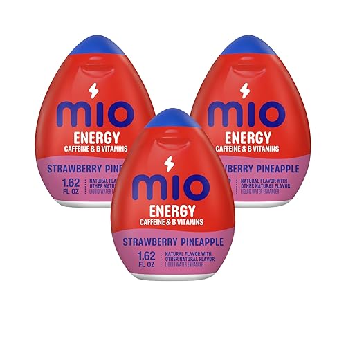 MiO Energy - Potenciador líquido del sabor con cafeína y vitaminas B, paquete de 3 (fresa y piña)