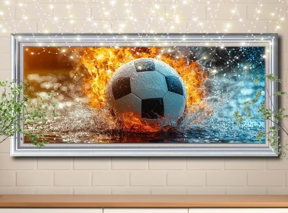 5D DIY zestaw do malowania diamentami, krajobraz, piłka nożna malowanie diamentowe dla dorosłych duże 50 x 125 cm, DIY mozaika haft ścieg krzyżykowy zestaw do malowania diamentami, malowanie