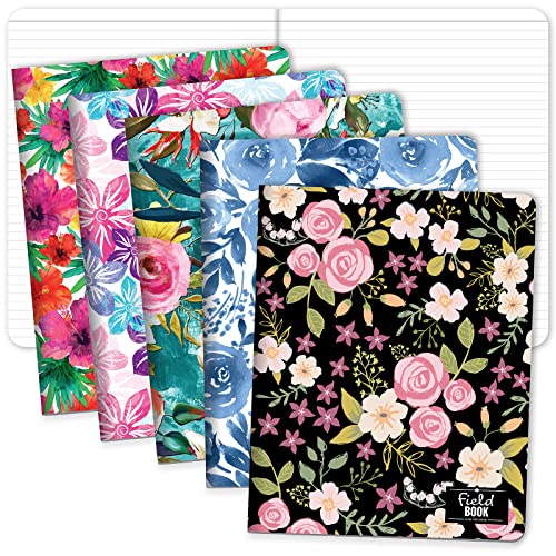 Carnets de notes lignés contre le désordre : 5 cahiers floraux Elan Publishing 20x25