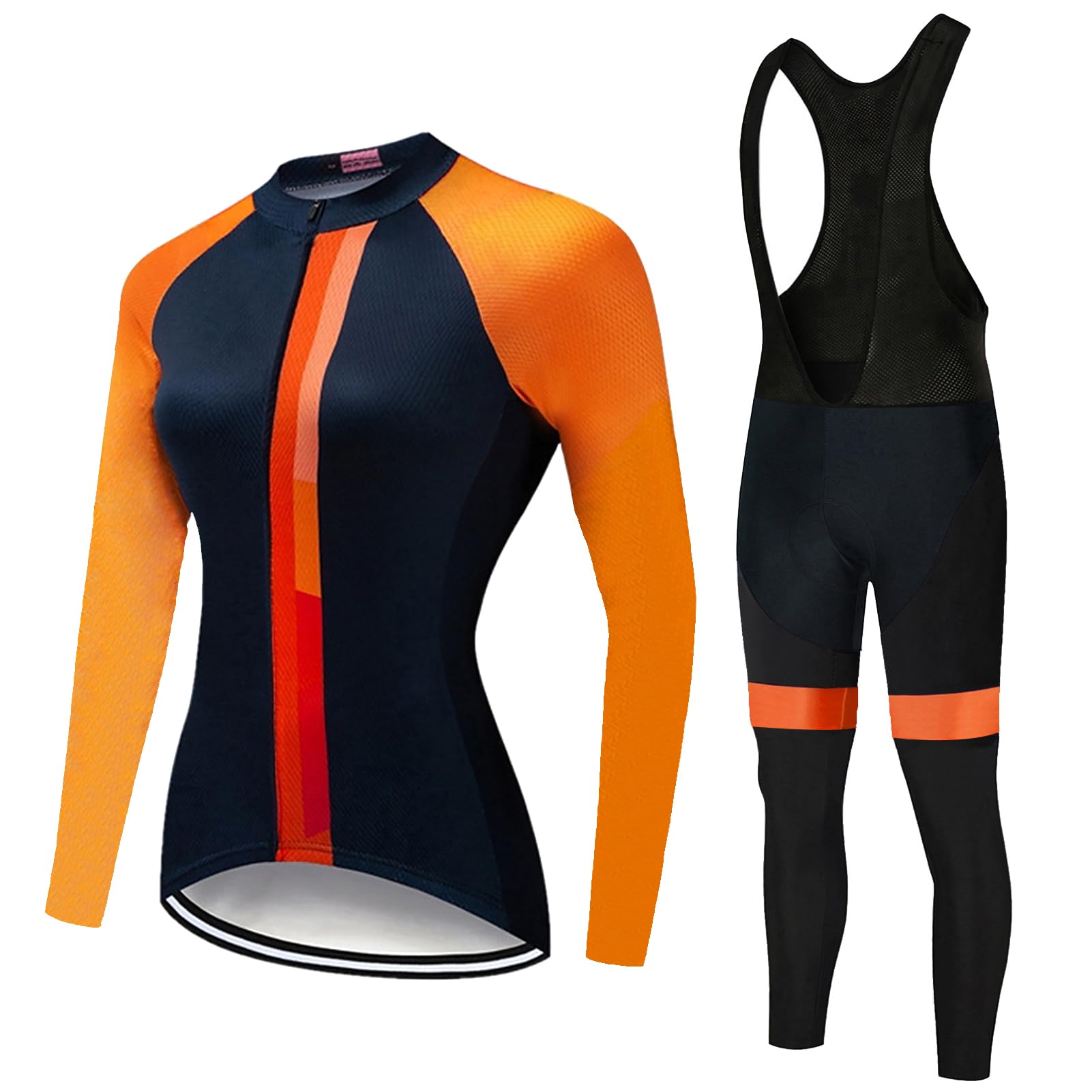 Abbigliamento Ciclismo Donna Completo Bici MTB Maniche Lunghe,Tuta Ciclista Maglietta Bicicletta Giacca e Salopette Pantaloni con 19D Gel Imbottiti,Completi Maglia da Ciclo Jerseys Rapida Traspirante