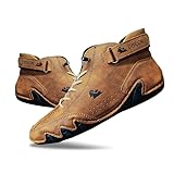 JishinGal Italian Handmade Suede High Boots Men's Casual Walking Boots Cozy Non-Slip Shoes Lightweight Hike Footwear