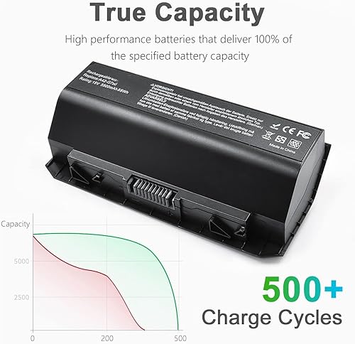 Miniatura 2 de Vanzer 8-Cell 15V 5900mAh 88WH A42-G750 Batería para portátil ASUS G750 G750J G750JH G750JM G750JS G750JW G750JX BG750JZ y para ASUS ROG Series