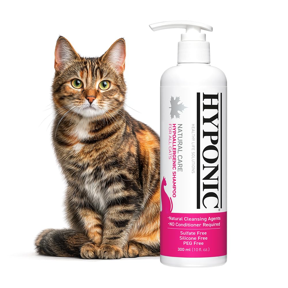 HYPONIC Hypoallergenes Shampoo, geruchsneutral für alle Katzen | Kein Conditioner erforderlich | Sulfat- und parabenfreie (duftend 300ml)