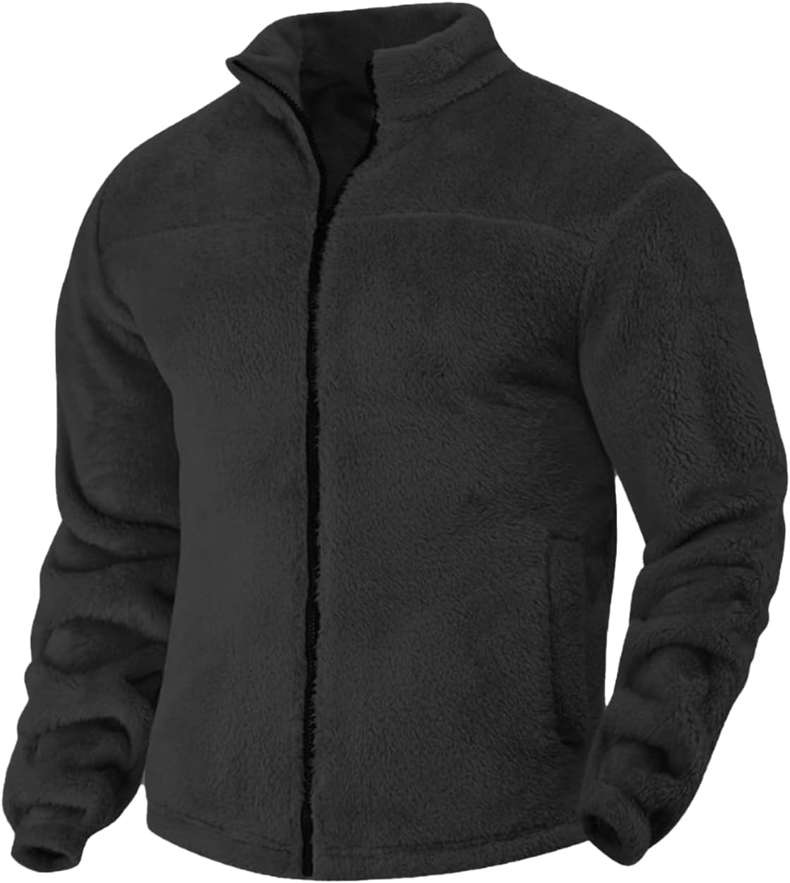 Mens Heavyweight Fleece Full Zip Sweatshirt Warm Solid Color Winter Casual Comforta...