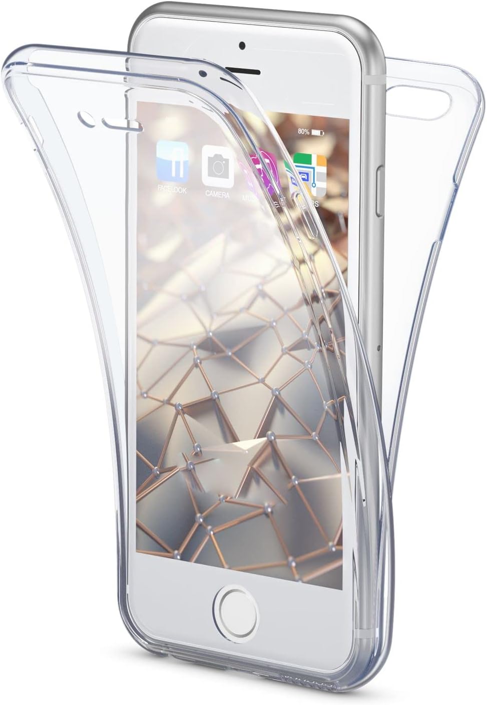 NALIA 360 Degree Bumper Compatible with iPhone SE 2022 / SE 2020/8 / 7 Case, Ultra Thin Sililcone Phone Full Cover Front & Back Skin with Screen Protector, Slim Complete TPU Coverage - Transparent