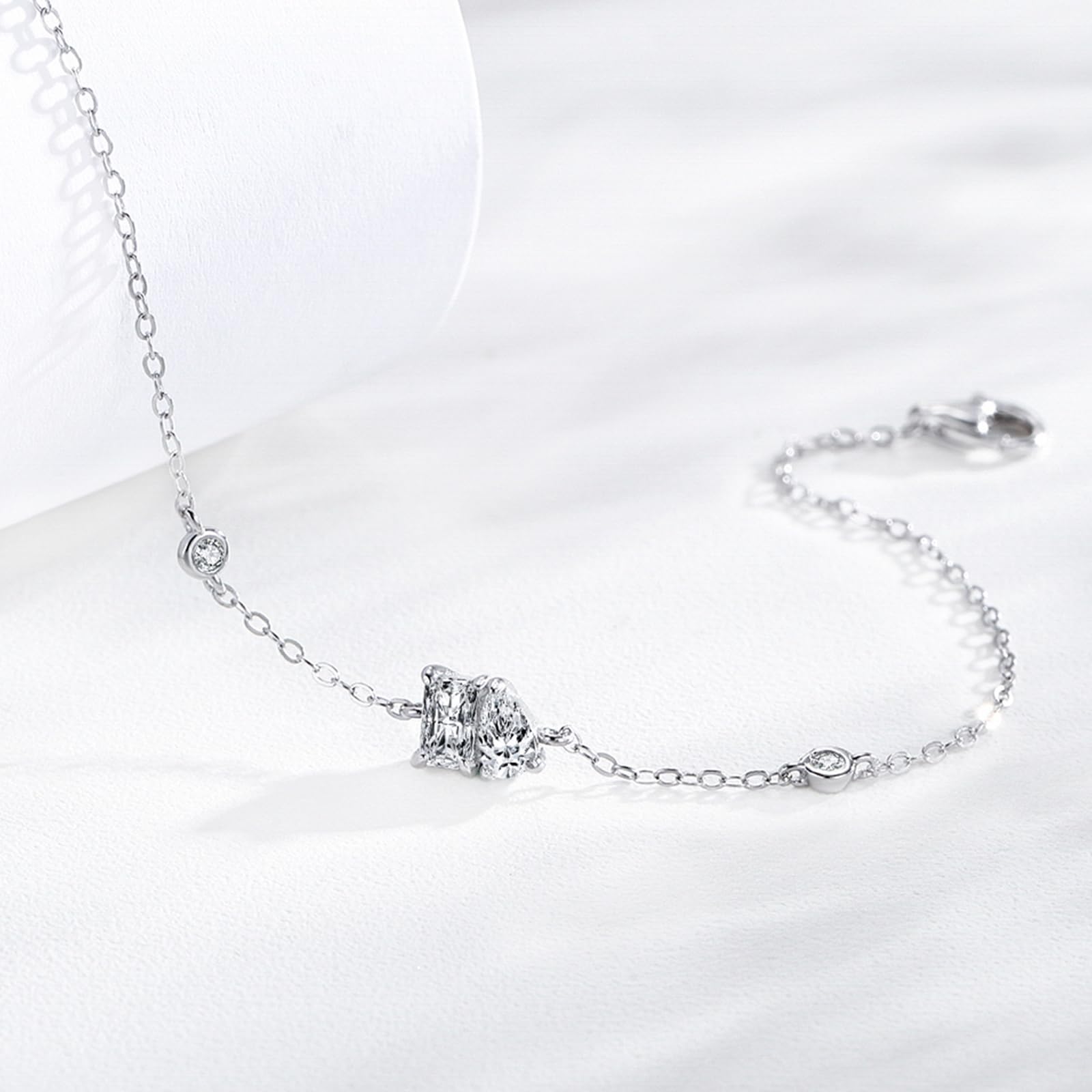 Bransoletka damska w kolorze różowego złota, 0,4 ct, diament laboratoryjny, geometryczna bransoletka, łańcuszek dla Ciebie, złota