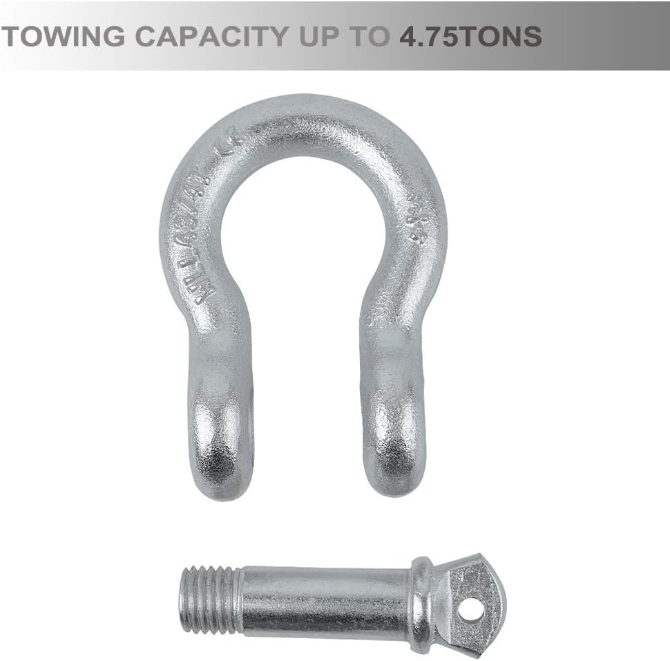 LEDKINGDOMUS Shackles 3/4" (2 Pack) Heavy Duty D Ring Shackle Set 28.5 Ton (57,000 lbs) Maximum Break Strength with 7/8'' Pin for Vehicle Recovery Towing Offroad Jeep SUV ATV Trucks - Silver