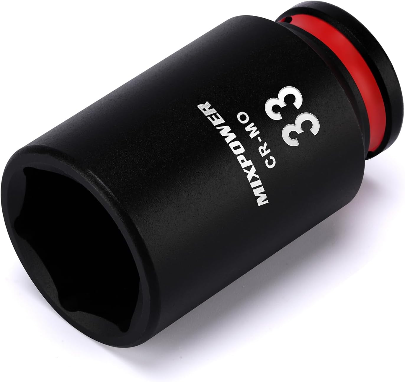 MIXPOWER 1/2" Drive Deep Impact Socket, CR-MO, 33mm, Metric, 6 Point, Axle Nut Impact Grade Socket for Easy Removal