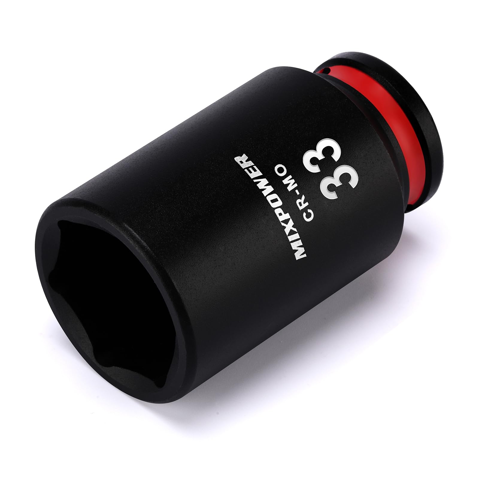 MIXPOWER 1/2" Drive Deep Impact Socket, CR-MO, 33mm, Metric, 6 Point, Axle Nut Impact Grade Socket for Easy Removal