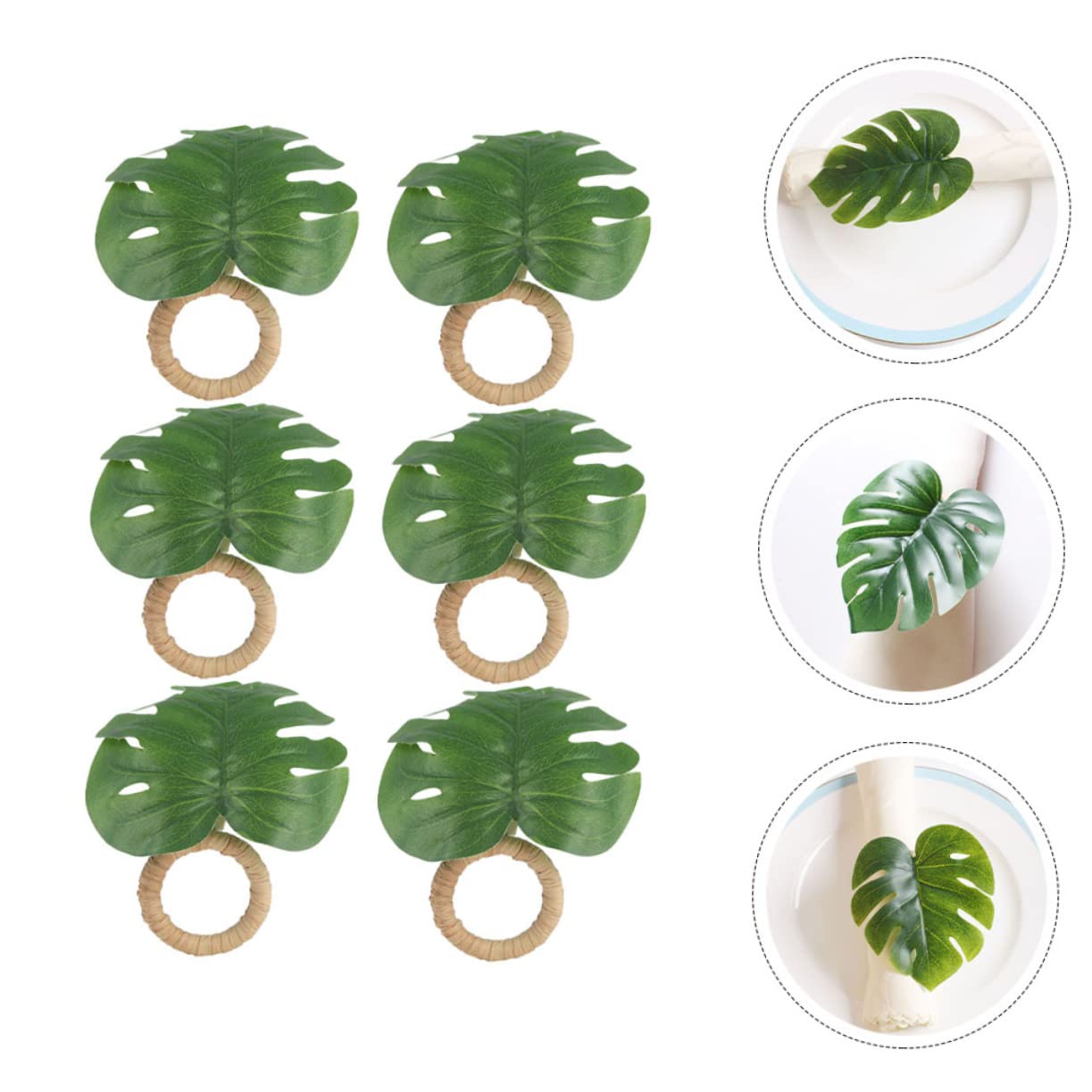 Alipis 5 Set Portatovaglioli Foglia Di Monstera Con Portatovaglioli Per Tavoli Portatovaglioli Realistici Decorazione Per Tovaglioli Anello Di Tovagliolo Di Festa Cannuccia 6 Pezzi*5