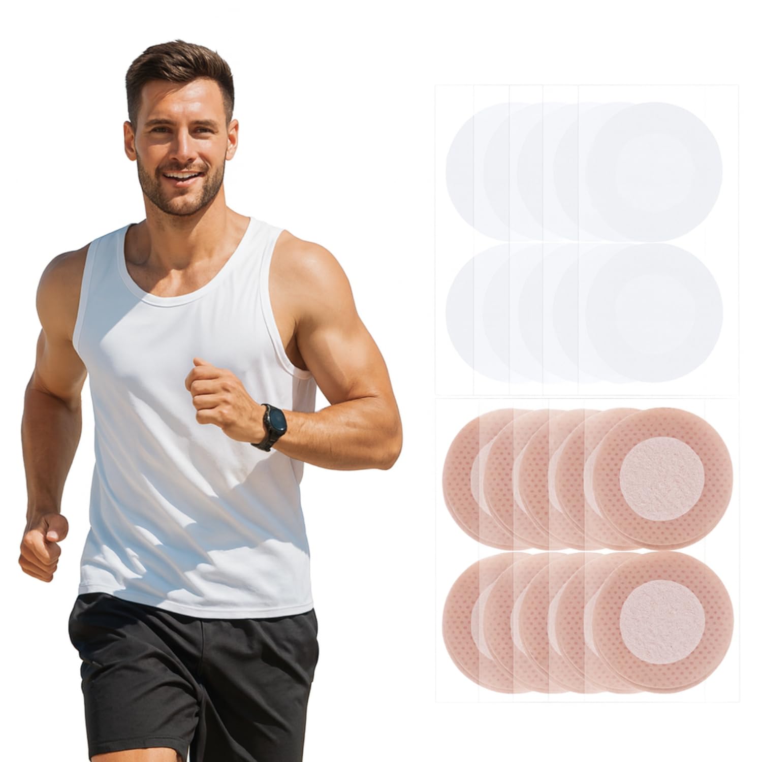 Nipple Cover for Men, Marathon Running Nipple Tape, Breathable Adhesive Nipple Sticker, Sweatproof Invisible Men Nipple Pasties, Soft Disposable Pads for Sports and Outdoors