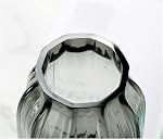 Black Glass Vase for Flowers,Grey Bud Glass Vases,H-8.0" Simple Striped Design for Home Floor Decor,Farmhouse Decor, Centerpiece Coffee Table Decorations