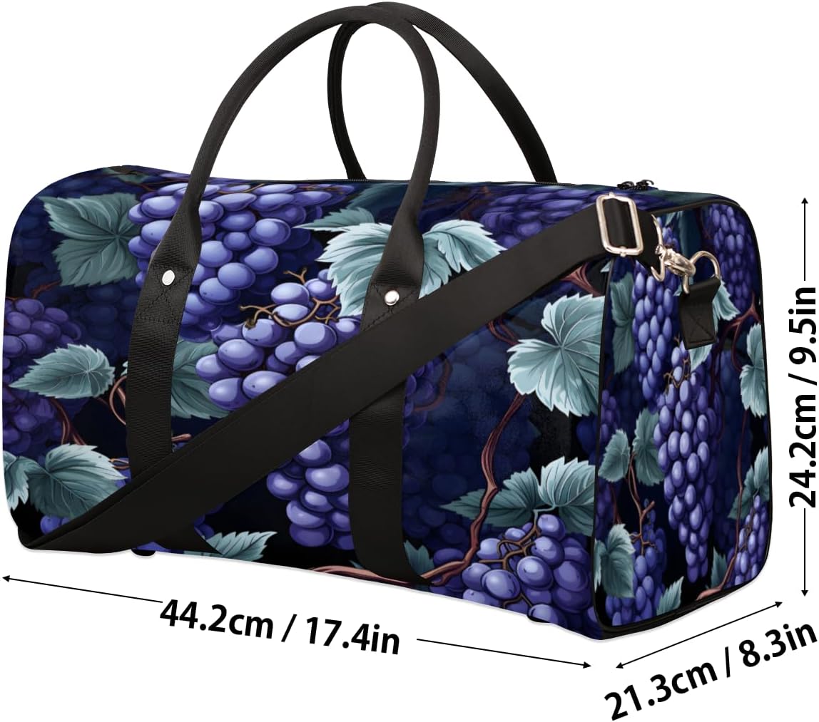 Beautiful Watercolour Grapes Travel Duffel Bag for Women Men Large Capacity Overnight Weekender Bags for Lightweight Waterproof Sport Gym Bag for Workout Yoga Swim