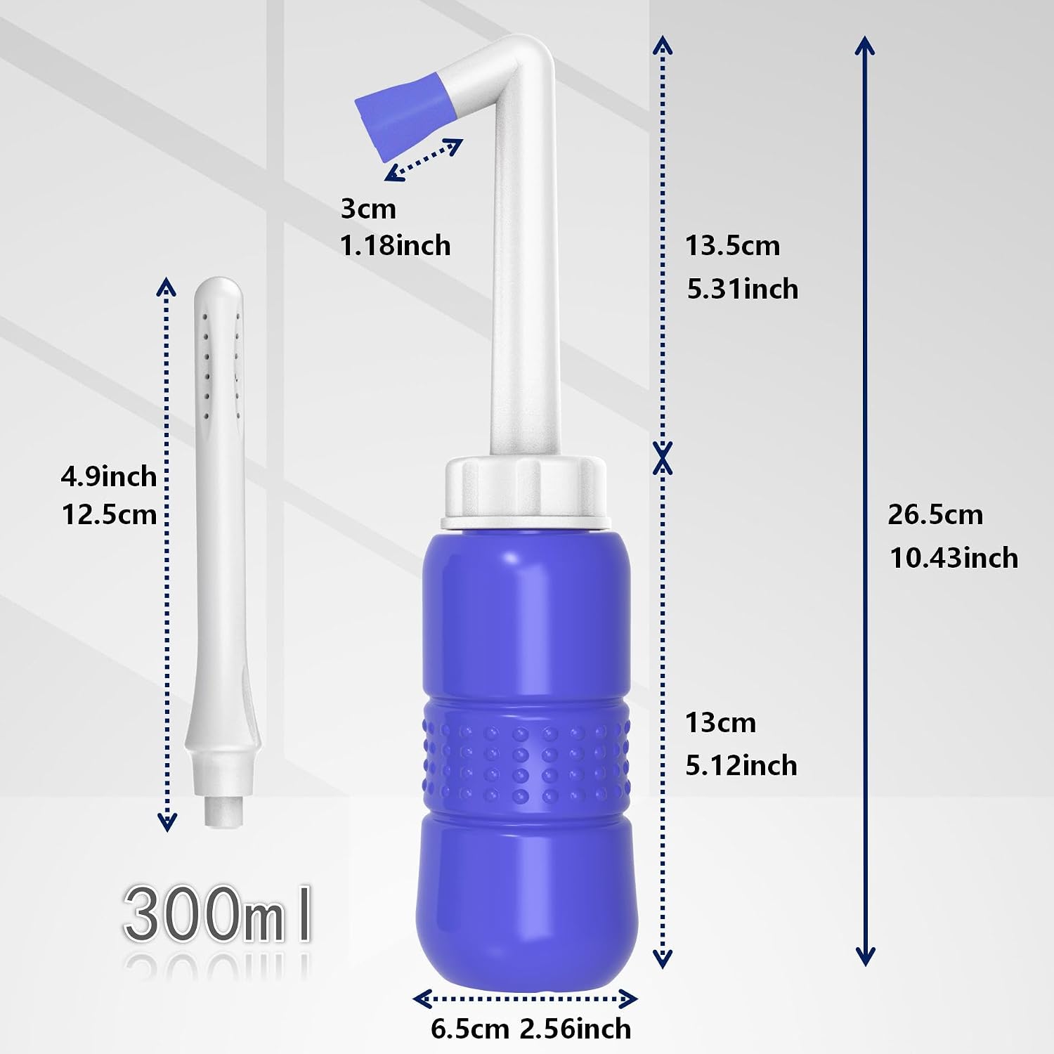 2pcs-Pack Peri Bottle 2IN1 Vaginal Douche- Postpartum and Perineal Care -Portable Hand Held 300ml Travel Bidet Sprayer for Women or Men -Handheld Jet Spray Bottle for Toilet-Portable Bidet-Blue+Pink