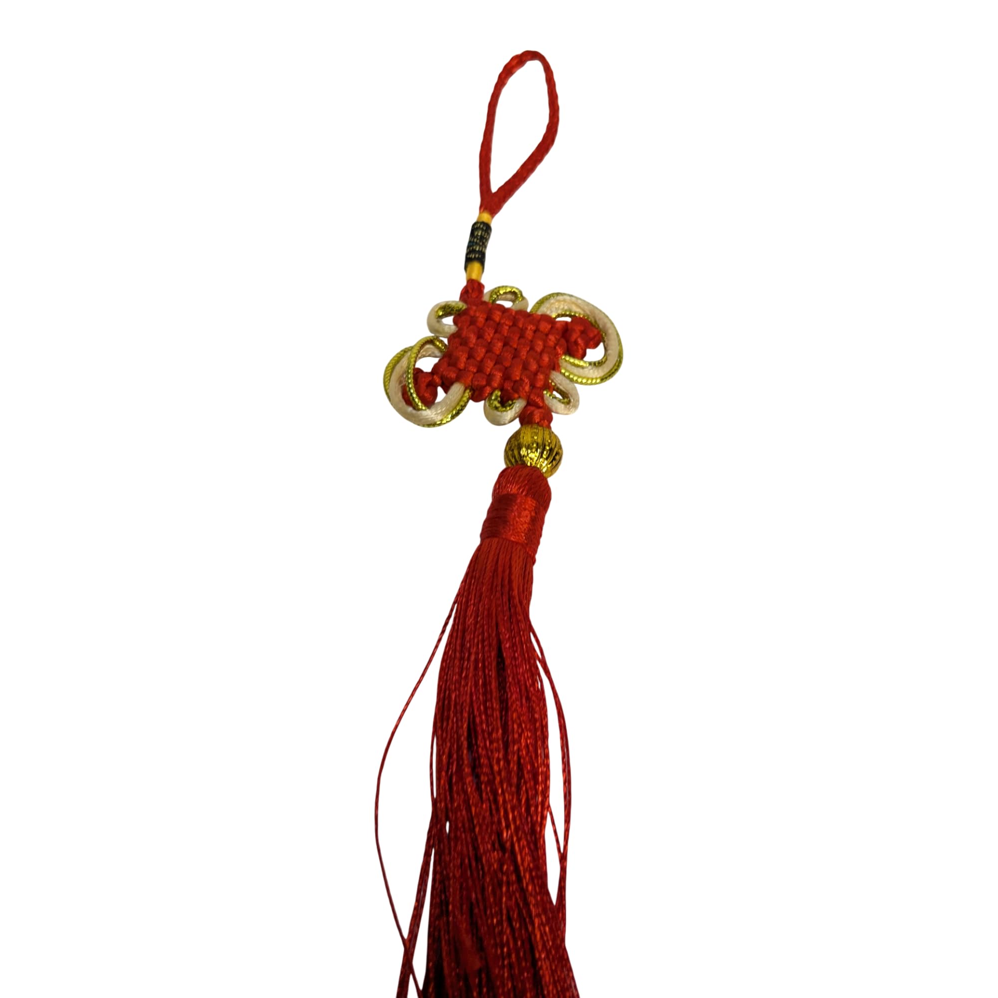 Borla coreana Norigae - Abalorio de mariposa de doble cara - Rojo 28 cm