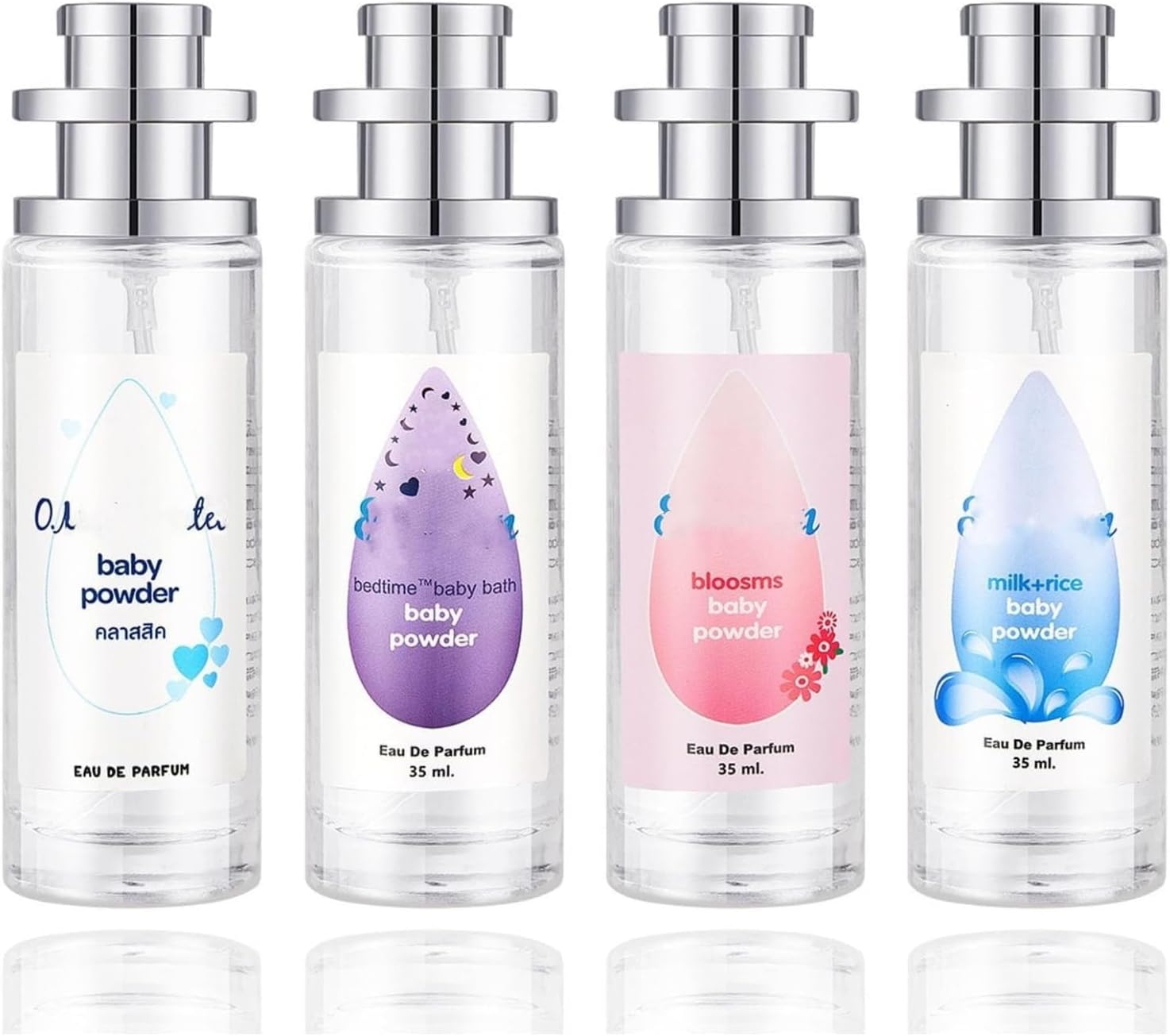 Elyven Baby Powder Perfume, Elyven Fresh Scent Perfume Fragrance Body, Baby-Soft Perfumes Spray, Long-Lasting Moisture & Fragrance, 35ml (4*Mix)