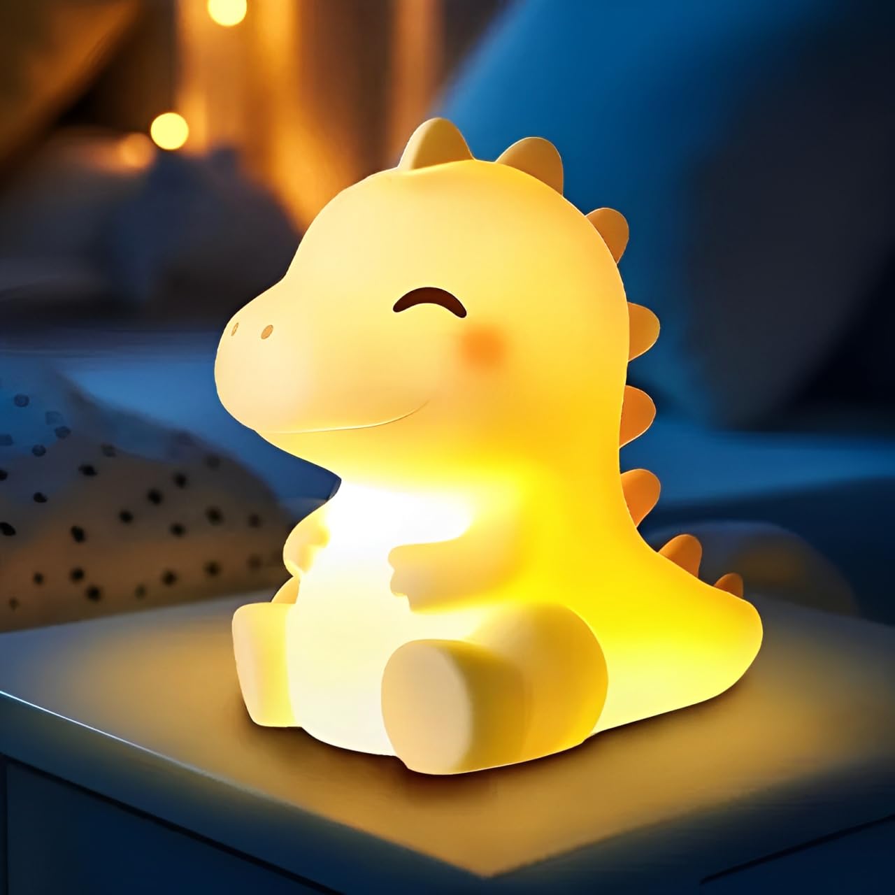 Mewaii Dino Nachtlicht Kinder, Silikon Dino Lampe mit 3 Helligkeitsstufen und 4 Weißrauschen, Wiederaufladbar und mit Langer Akkulaufzeit, Dinosaurier Geschenk Nachtlicht für Babyzimmer & Geschenke