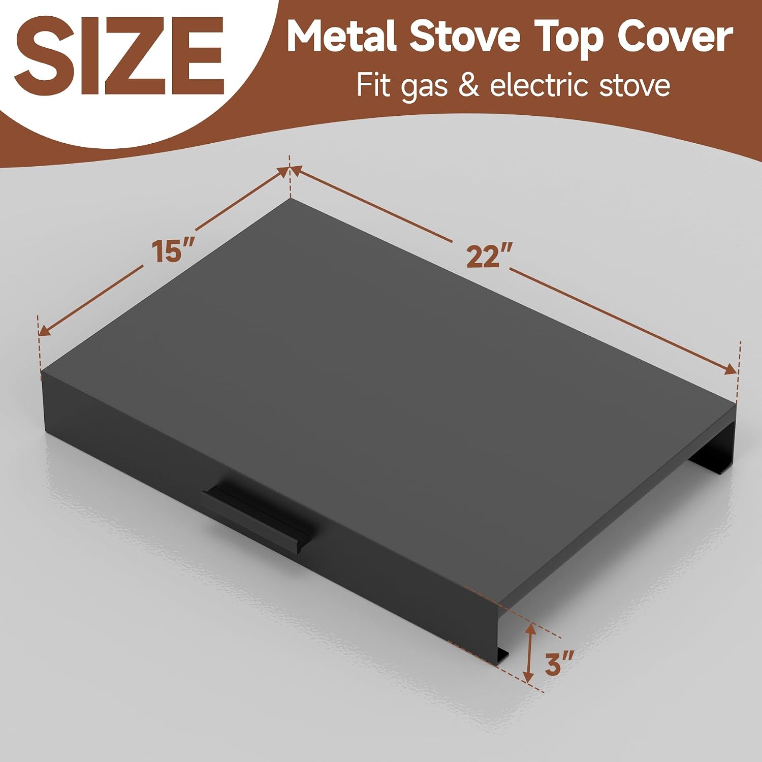 BJADE'S Stove Cover Board - 15"x22"x3" Gas/Electric Range Top Cover with Anti-Slip Feet, Kitchen Organizer & Noodle Board, Black Cooktop Protector for Counter Space Expansion
