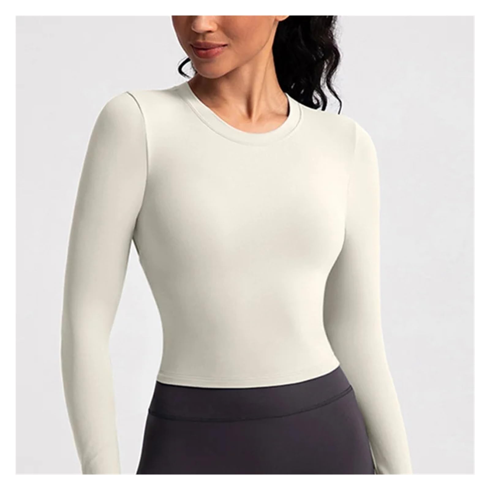 Top yoga a maniche lunghe donna Camicie da yoga nere con retro bellezza | Camicetta a maniche lunghe da donna Taglie forti Sport Palestra Fitness Top