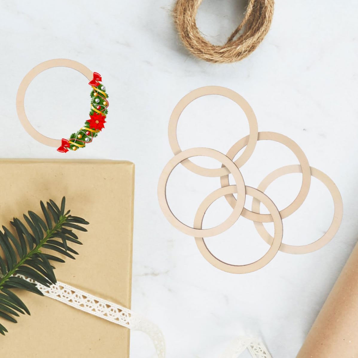 100pcs Wood Wreath Hoops for DIY Handcrafts, Smooth Sturdy