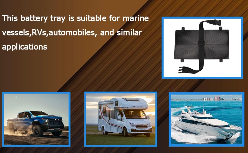 Image of Group 27 Battery Tray for Marine RV, Car, etc Heavy Duty Marine Battery Holders,Anti-Slip Battery Holder Group 27(Group 27 (2 Pack))