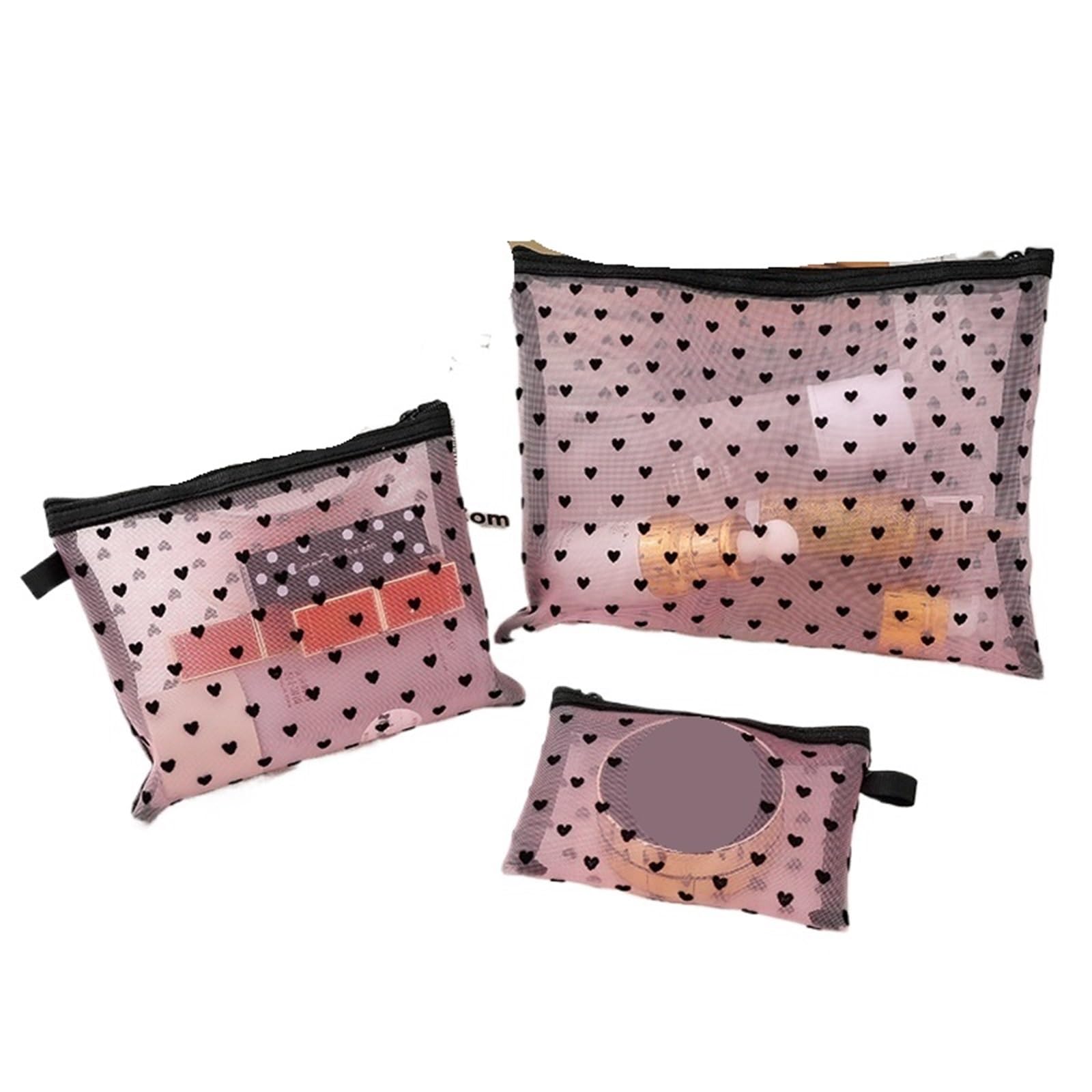 Trousse de maquillage femme petite pochette de rangement rose M