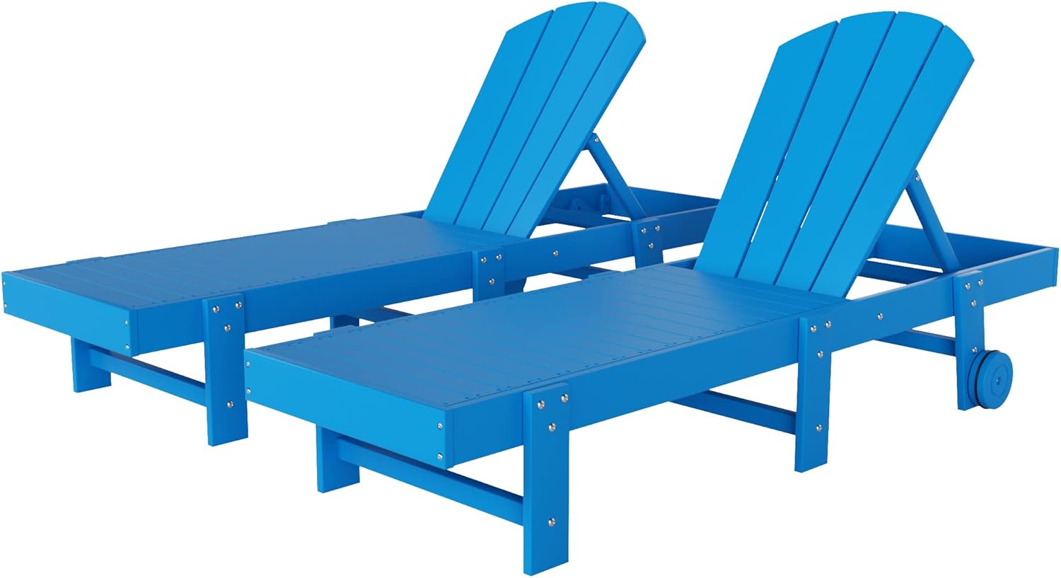 WestinTrends Laguna Adirondack Poly Reclining Chaise Lounge with Wheels (Set of 2), Pacific Blue