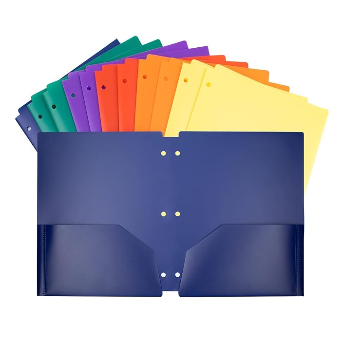 Buy SUNEE 3 Hole Pocket Folders (Assorted Color, 12 Packs) Plastic