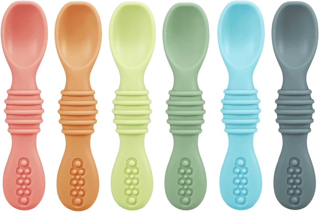 PandaEar 6 Pack Silicone Baby Spoons Self Feeding 6 Months