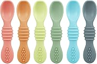 PandaEar 6 Pack Silicone Baby Spoons - Soft Tip Self Feeding Utensils for 6-12 Months Infants - BPA-Free First Stage Feeding Essentials