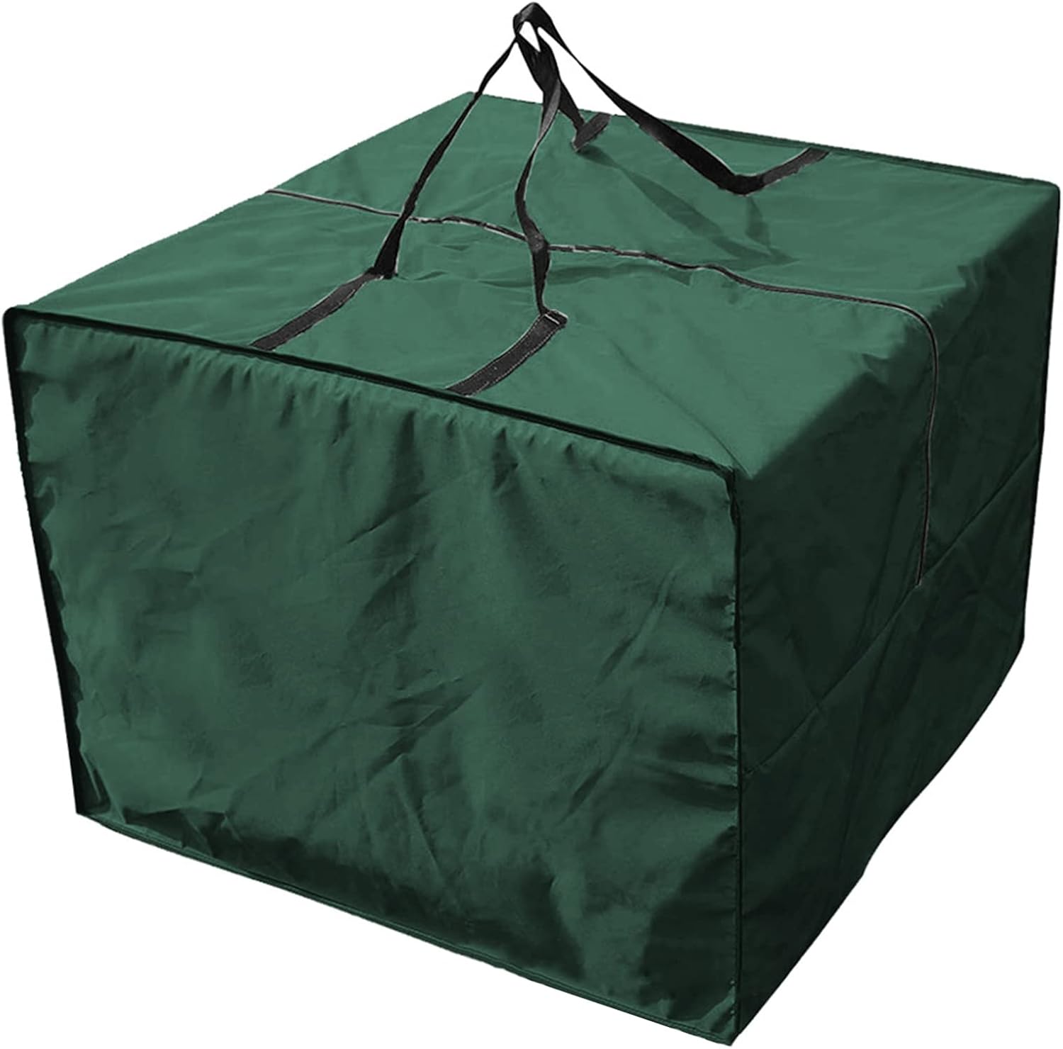 WOKEZ Square Cushion Storage Bag Outdoor Cushion Storage Bags Water Resistant All Weather Protection with Zipper and Handle Garden Furniture Cushion Carrying Bags,Green,81x81x61 cm
