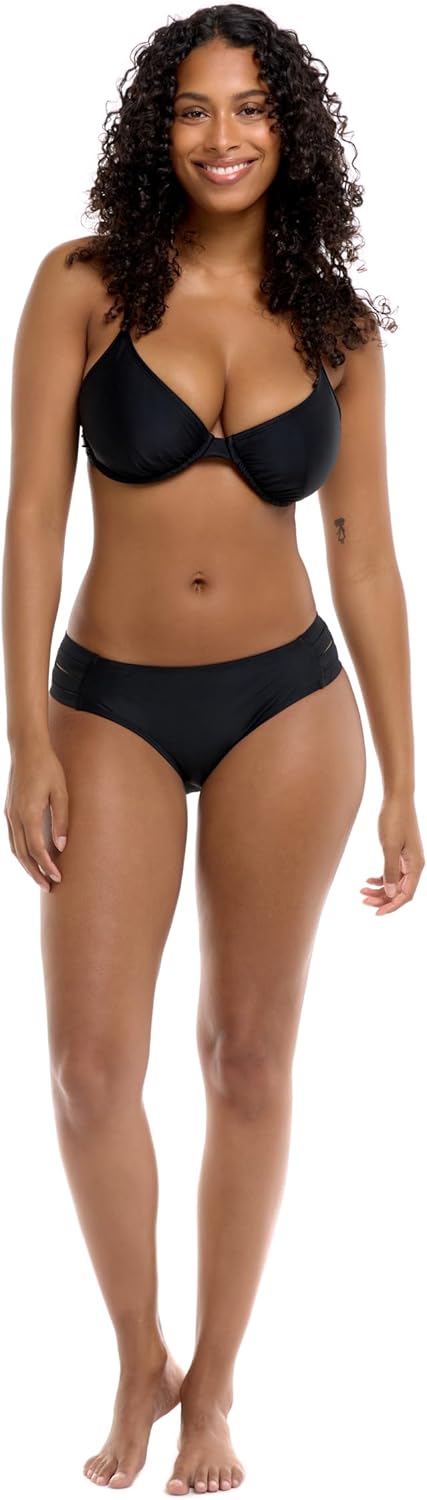 Body Glove Womens Smoothies Nuevo Contempo Solid Full Coverage Bikini Bottom Swimsuit