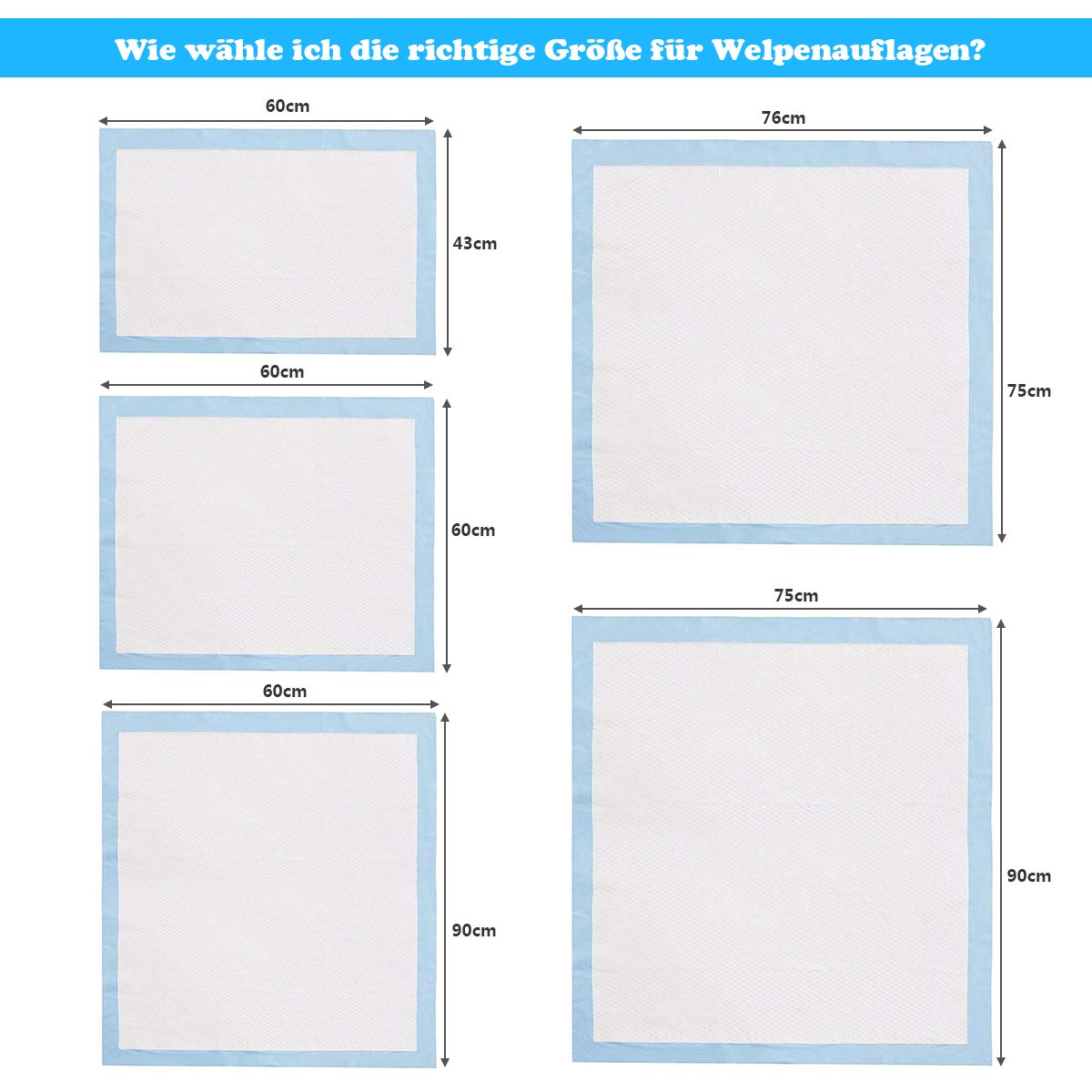 COSTWAY Trainingsunterlagen Hunde, Auslaufsicheres 5-lagiges Design, Welpenunterlagen Puppy-Pads, Hygieneunterlagen Einwegpads PIPI-Pads, Trainingspads Welpen (100 Stück 75x90cm)