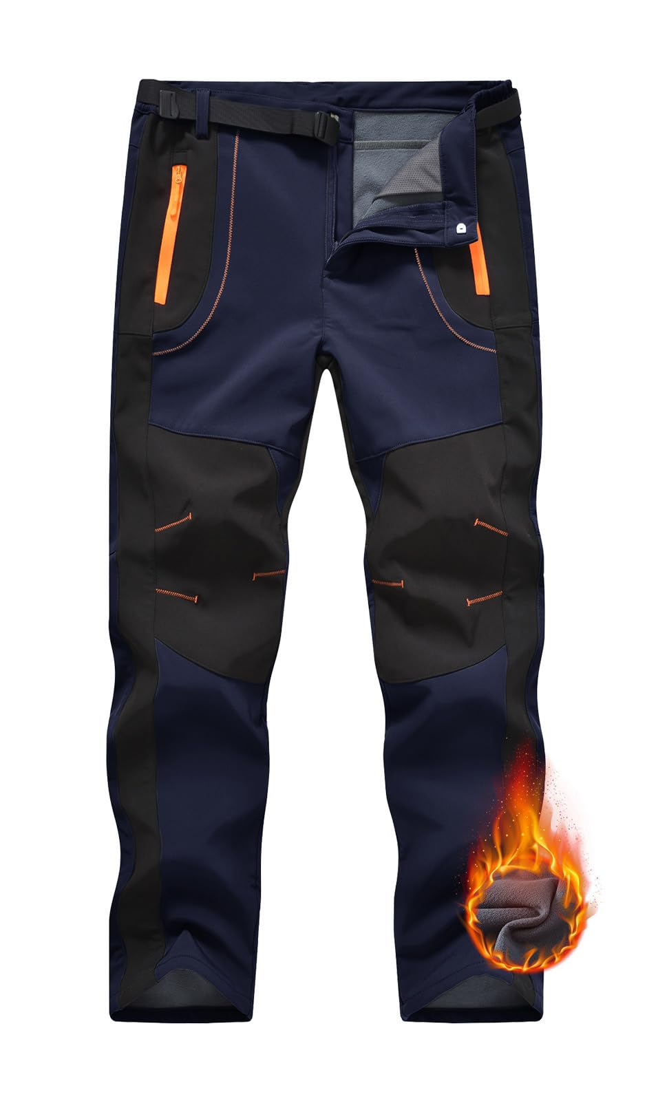 Rdruko Pantalones de esquí para hombre, impermeables, para invierno, softshell, resistentes al viento, cálidos, de invierno, térmicos, forrados, pantalones de snowboard, pantalones de trekking con