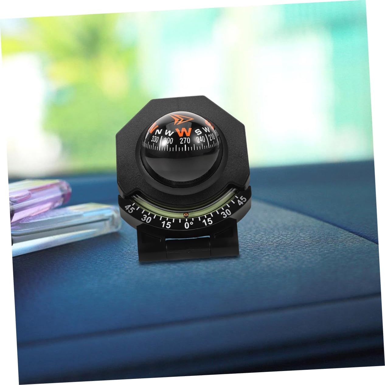 GARVALON Car Compass and Thermometer 2pcs Auto Compass Inclinometer Dashboard Guide Ball Boat Surface Mount Auto Dashboard