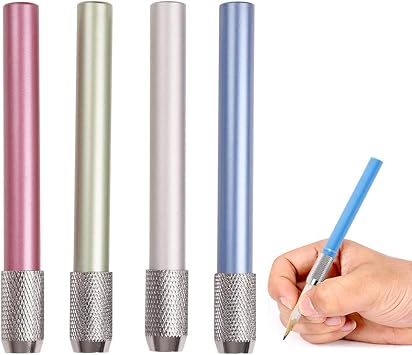 Colored Pencil Extenders Metal Sketch Pencil Holder Extender Adjustable 4 Colors School Office Art Write Tool Set Pencil Lengthener for Pencils UP to 8mm