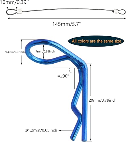 Miniatura 7 de 50 clips de cuerpo en ángulo de 90 grados, pasadores elásticos doblados y alambres de acero para automóviles a escala 1/8 1/10 1/12 modelo a control