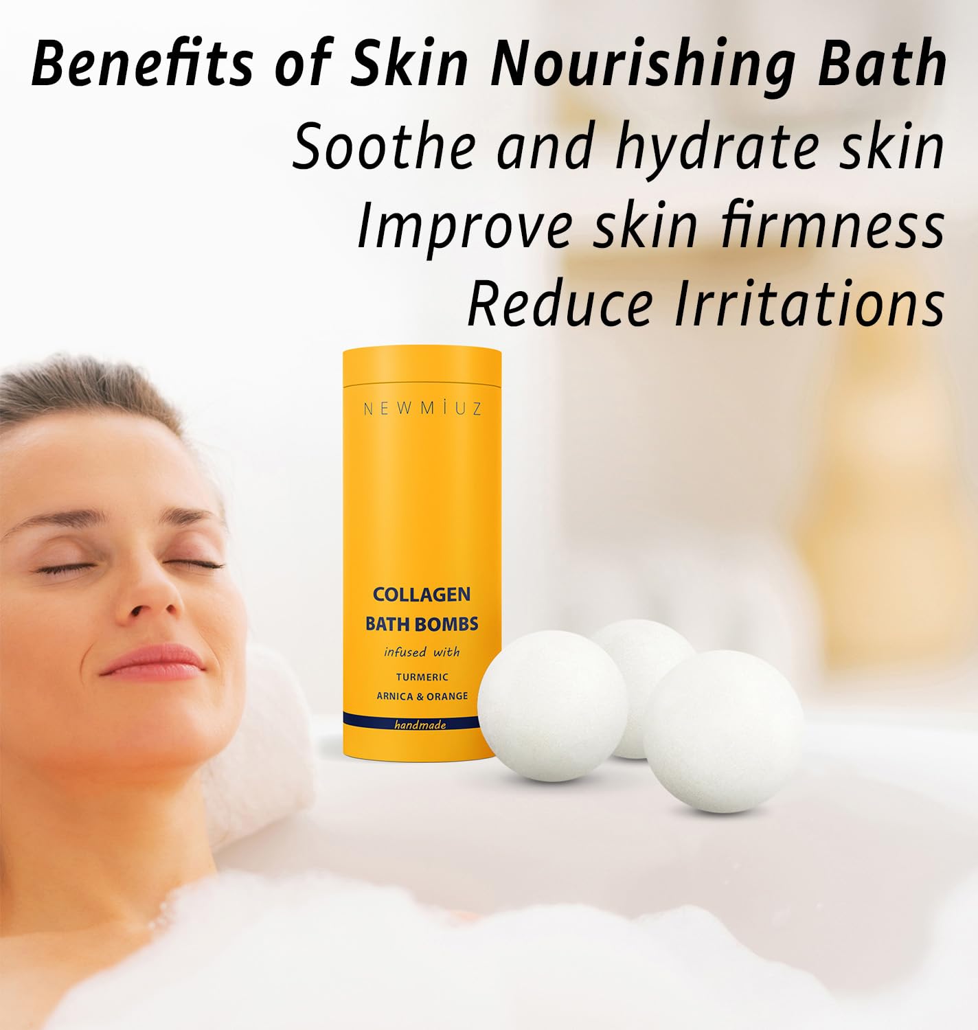 Bombes de Bain Naturelles Luxueux Cadeau Pour Hydratation et Nourrissage de la Peau Sèche Huile Essentielle de Curcuma et Arnica à l'Orange Plongez-vous dans un Bain de Spa Béatifiant