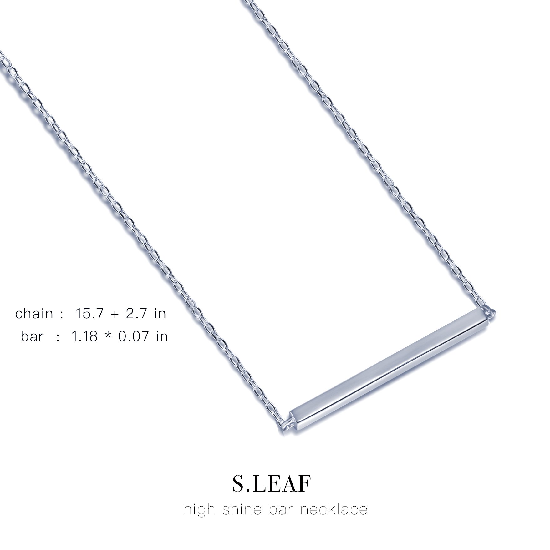 S.Leaf Collar de barra para mujer, collar de barra de plata de ley, collar delicado