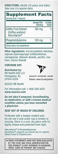Miniatura 6 de NEURIVA Original Brain Supplement for Memory, Focus & Concentration + Learning & Accuracy with Clinically Tested Nootropics Phosphatidylserine and