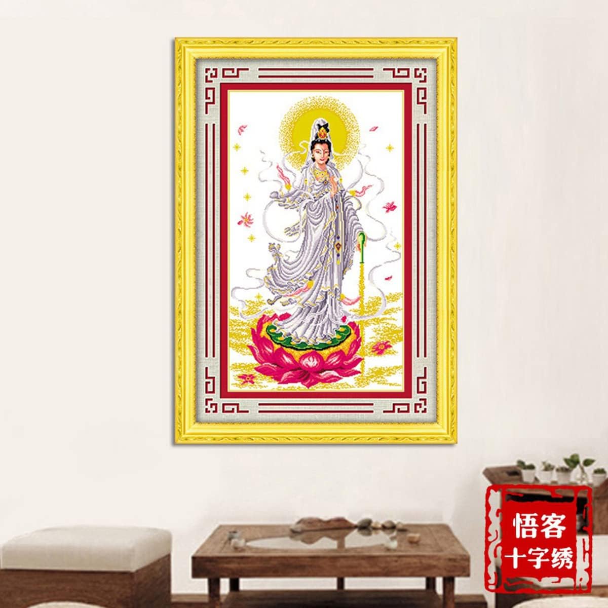 Instarry DIY 5D Diamond Painting Kits for Adults Full Drill Portrait of Guanyin Bodhisattva Mosaic Cross Stitch Home Decorations for Living Room 31.5x19.7 inch