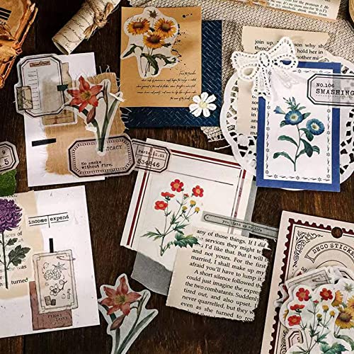 Zmlsed Vintage Flower Label Stickers, 40Pcs Decorative Retro Decals Adhesive Aesthetic Trendy For Scrapbook Laptop Album Envelopes Planner Embellishment Bottle #TOP1