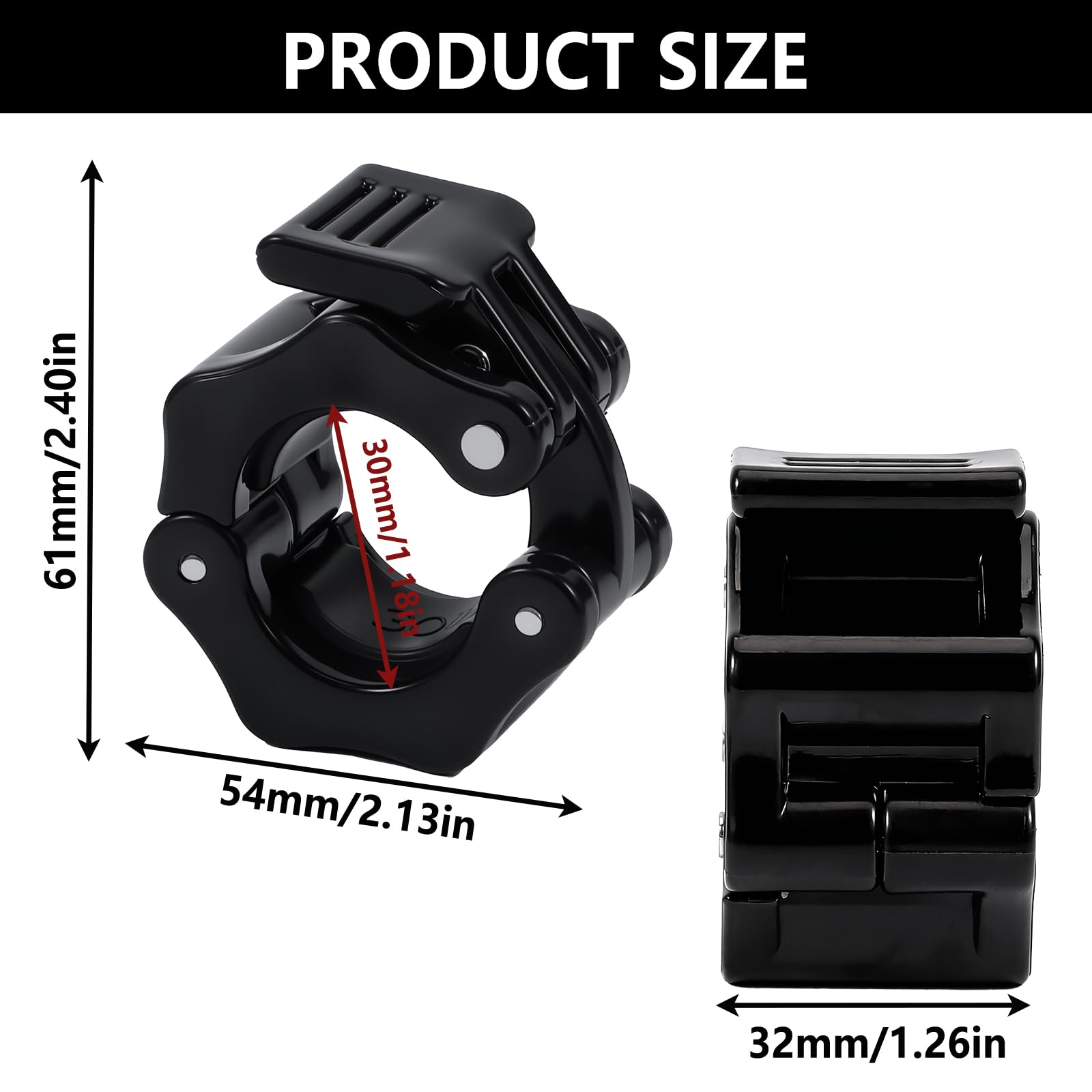 8 Pezzi Morsetto Bilanciere 30mm Olimpico Bar Collare, Accessori Bilanciere, Collare Sgancio Rapido, Ottimo per Sollevamento Pesi, Allenamento della Forza, Fitness, Allenamento