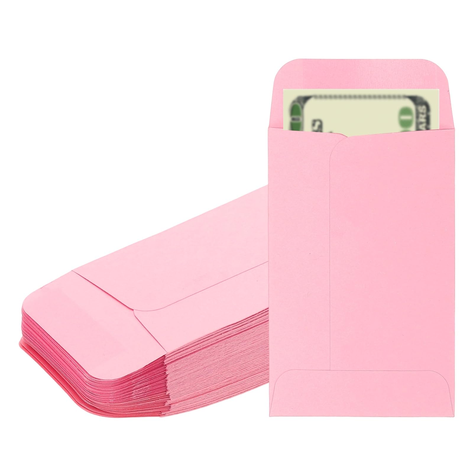 PATIKIL Money Envelope, 50 Pack 3.5" x 2.2" Cash Envelopes Money Holder Bags Budgeting Saving Challenge Letter for Gift Coins Checks Tickets Jewelry Passport Card, Pink