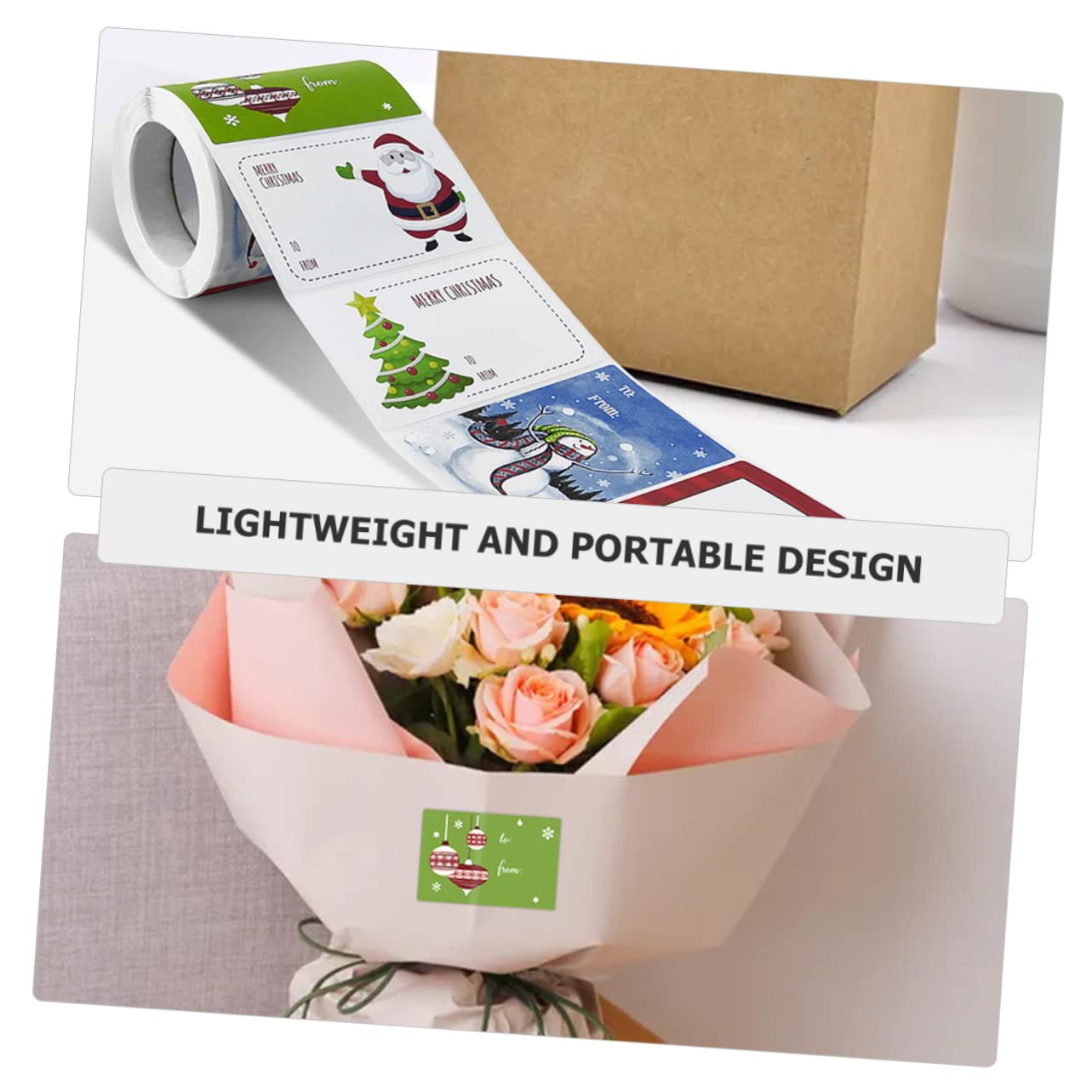 8rollos Pegatinas De Navidad Autoadhesivas Para Cajas Diseño De Elementos Festivos Para y Decoraciones De Calcomanías Rectangulares Estilo Divertido