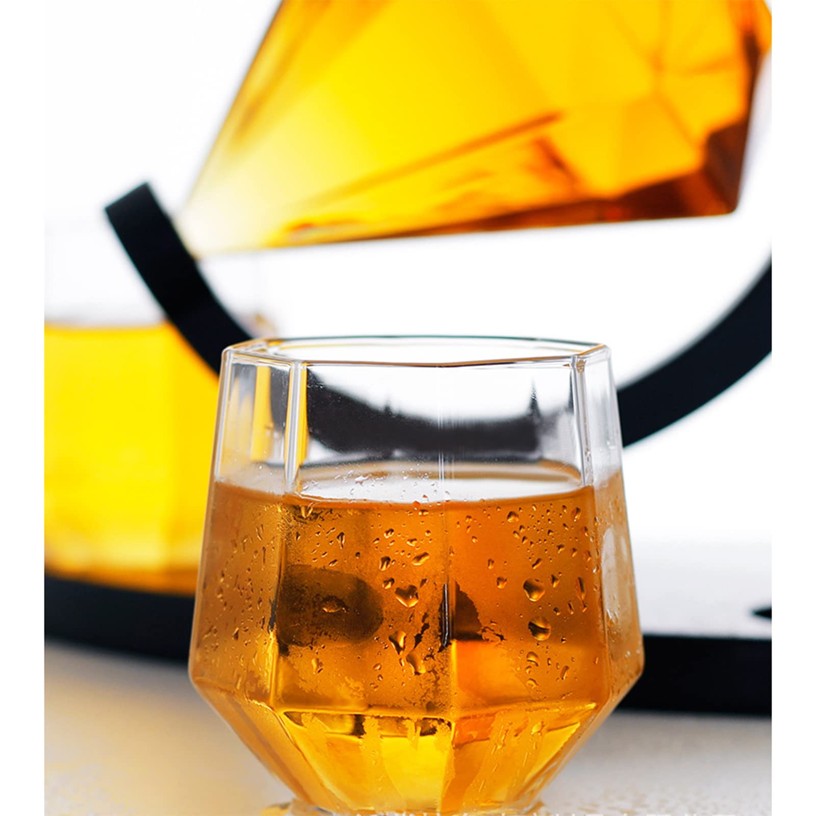 Karafki do wina ręcznie dmuchane whisky wysokiej borokrzemowe bezołowiowe szkło odporne na wysokie temperatury zestaw, naczynia barowe szlifowane diamentowo, zestaw drewnianych półek