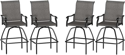 Miniatura 9 de LEVELEVE Juego de 2 taburetes de bar giratorios para patio, muebles de textileno para exteriores, estabilidad para todo tipo de clima (2, tela beige)