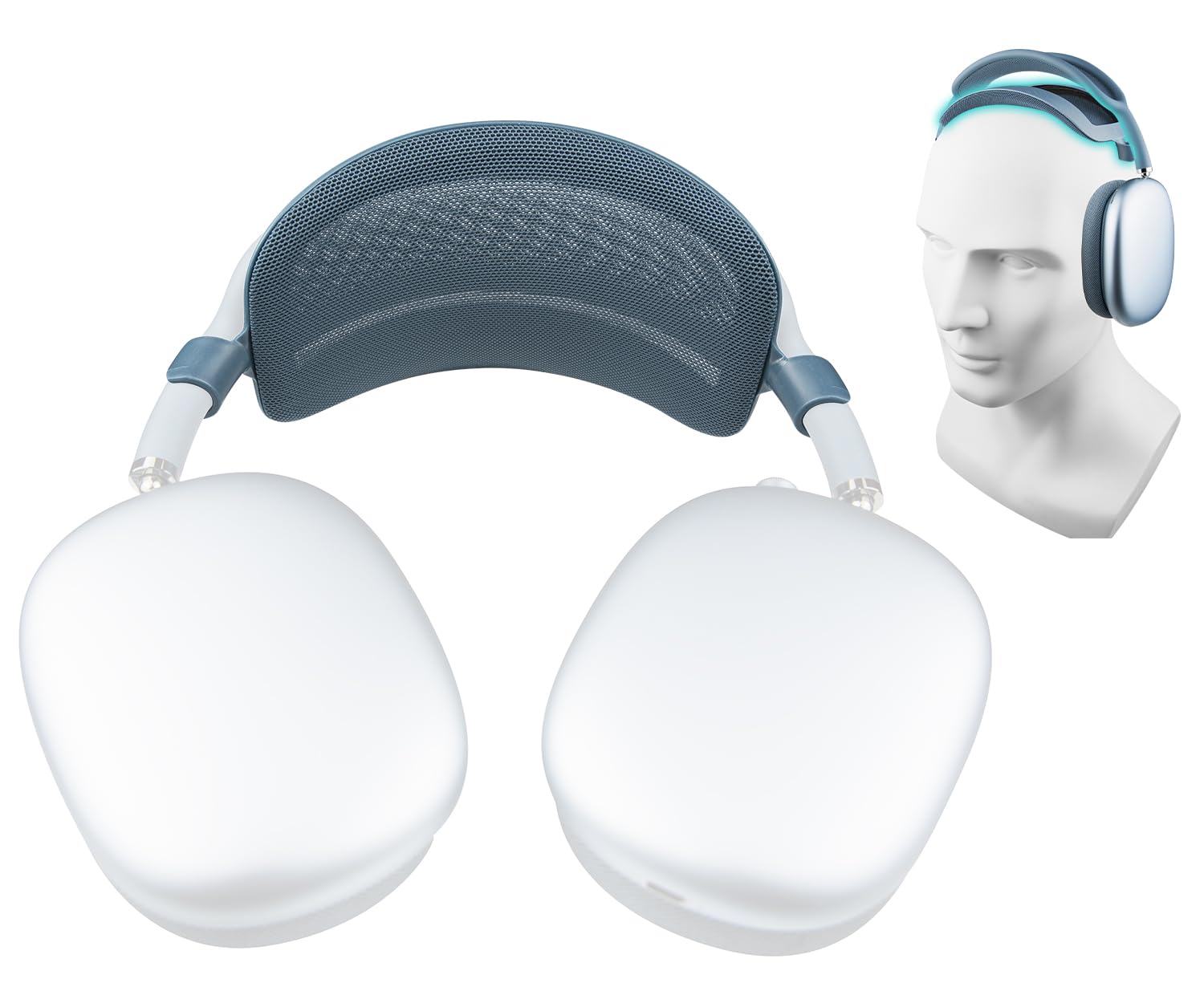 SOULWIT Headband Pressure Relief Pad for AirPods Max, Improved Ergonomic and Lightweight Headstrap Cover Protector - Blue(2.0 Gen)
