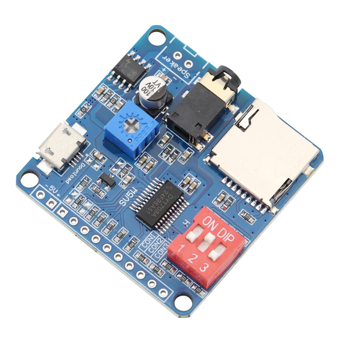 DY-SV5W Module de lecture vocale lecteur MP3 Amplificateur de déclenchement E/S UART Lecture contrôlée par port série intégré de classe D 5W Alimente un haut-parleur de 4 Ω et de 3 à 5 W
